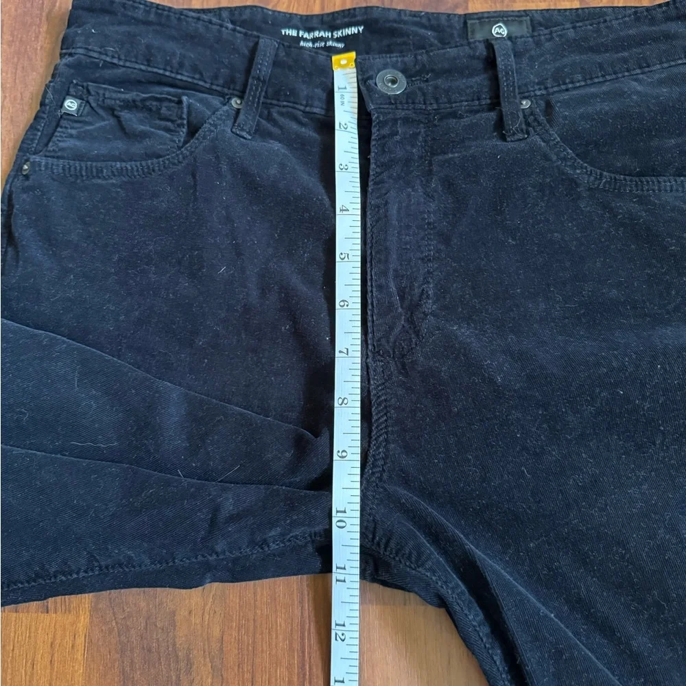 AG Adriano Goldschmied The Farrah High Rise Skinny Black Corduroy’s Size 30